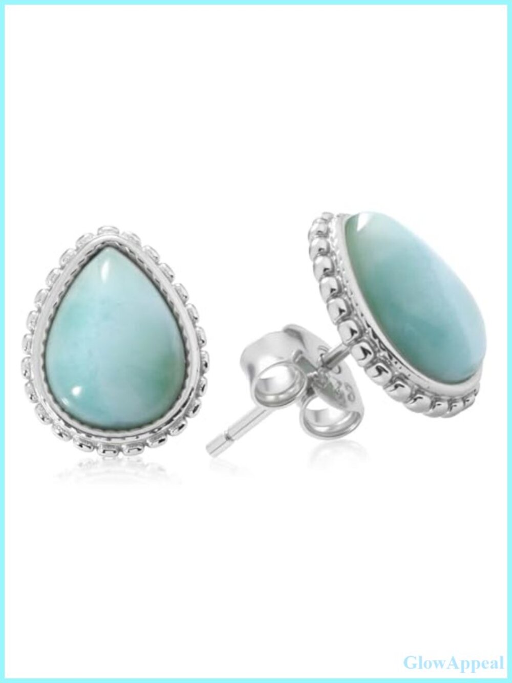 925 Sterling Silver Larimar Stud Earrings Hypoallergenic Jewelry